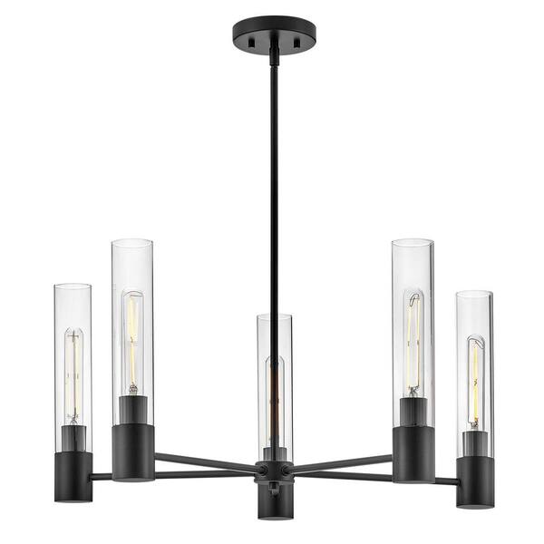 LARK - Shea 5-Light Black Tubed Chandelier