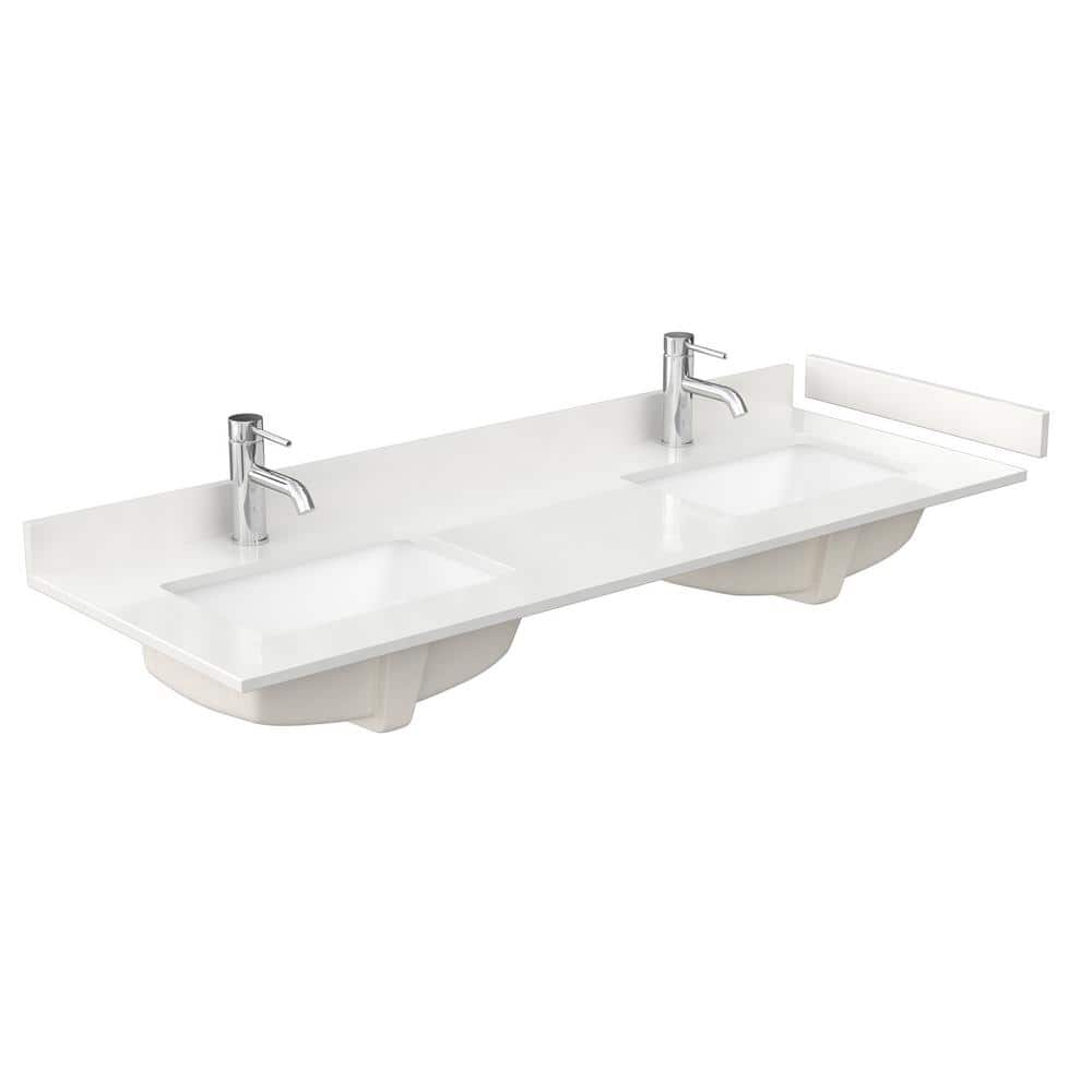 60 in. W x 22 in. D Quartz White Rectangular Double Sink Bathroom Vanity Top in White price history on PriceWatchPro