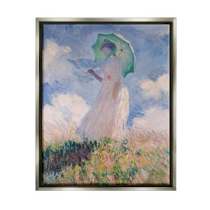 Woman With Parasol Monet Classic Painting by Claude Monet Floater Frame Nature Wall Art Print 21 in. x 17 in.