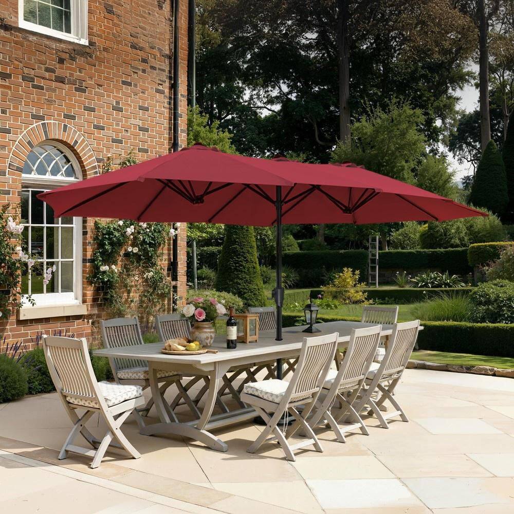 Outdoor Table Umbrella, 13 ft. Sturdy Alloy Steel Pole, Market Type, UV Resistant Patio Umbrella, Rich Red Canopy price history on PriceWatchPro