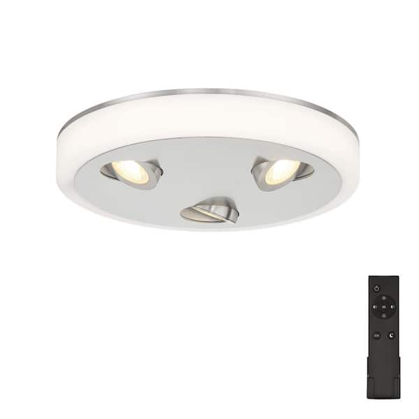 EnviroLite Pivot 16 in. Contemporary Brushed Nickel Selectable CCT Integrated LED Flush Mount for Kitchens