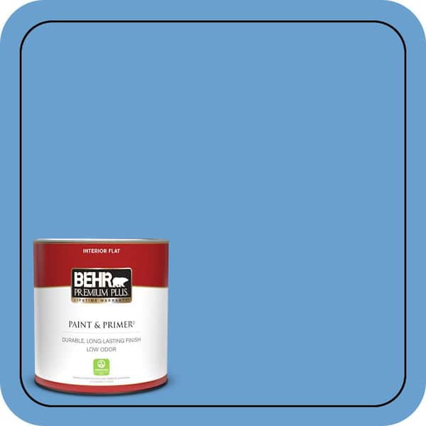 BEHR PREMIUM PLUS 1 qt. #P520-4 Cornflower Flat Low Odor Interior Paint & Primer