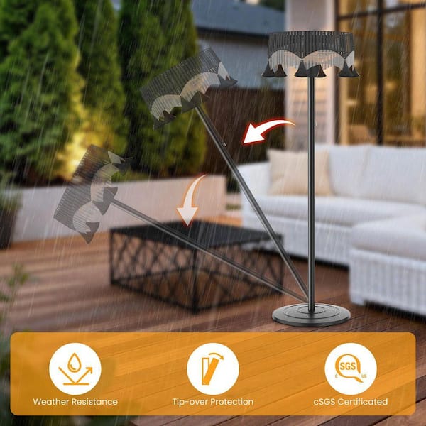 electric halogen umbrella patio heater LIRUI Parasol Heater, Folding Outdoor Electric Infrared Space with 3 Heating Panels for Pergola Or Gazabo for Outside Garden Terrace Home Essential : Patio, Lawn & Garden 500W on LOW/1000W on Medium/1500W Maximum Garden Parasol Heaters Electric Electric