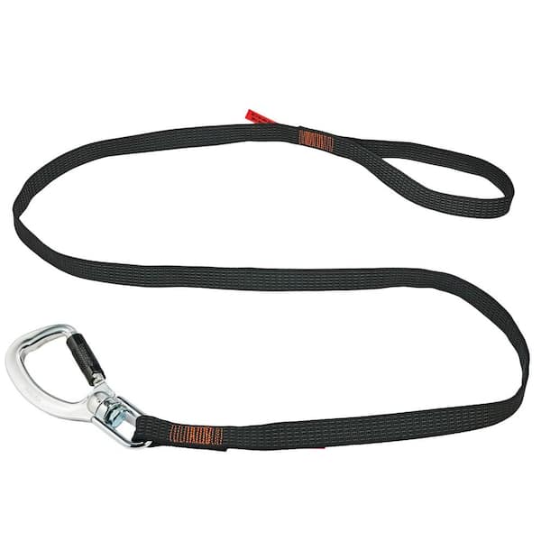 40 lbs. Black Standard Single Double-Locking Carabiner with Swivel Tool Lanyard