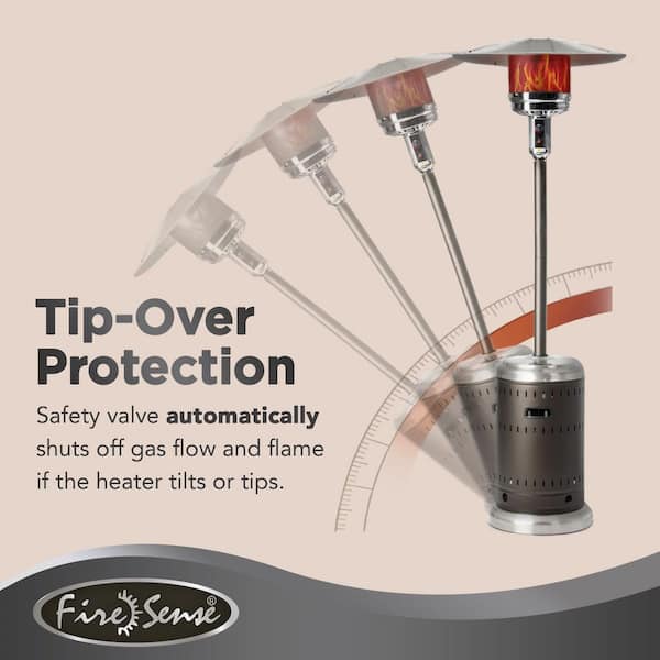 Fire Sense Stainless Steel Pyramid Flame Heater with Wheels | Beautiful Tall Flame | Uses 20 Pound Propane Tank | 40,000 BTU Output | Portable Outdoor and Patio Heat Lamp Fire Sense Stainless Steel Pyramid Flame Heater with Wheels | Beautiful Tall Flame | Uses 20 Pound Propane Tank | 40,000 BTU Output | Portable Outdoor and Patio Heat Lamp