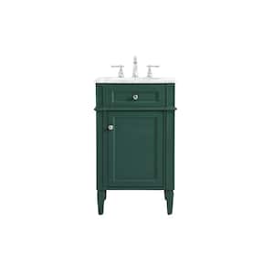 Simply Living 21 in. W x 21.5 in. D x 35 in. H Bath Vanity in Green with Carrara White Marble Top