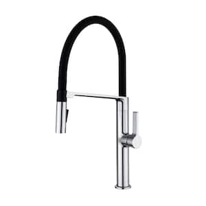 Single Handle Pull Down Sprayer Kitchen Faucet with Secure Docking in Chrome Stainless