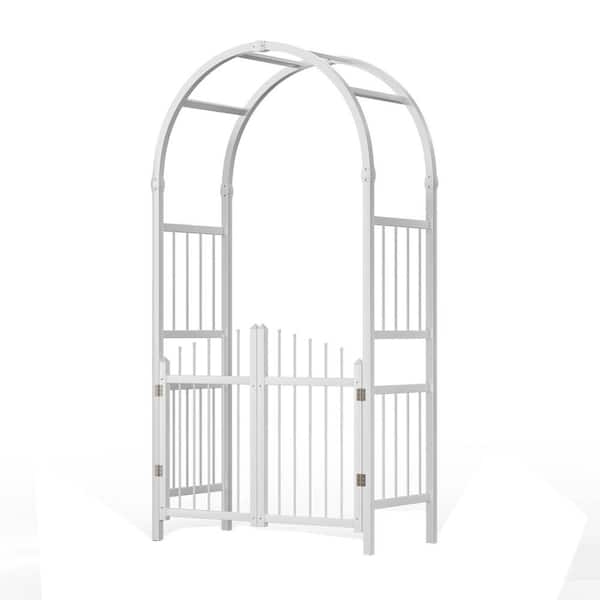 Karl home 39.5 in. x 86 in. White Garden PVC Arbor with Gates