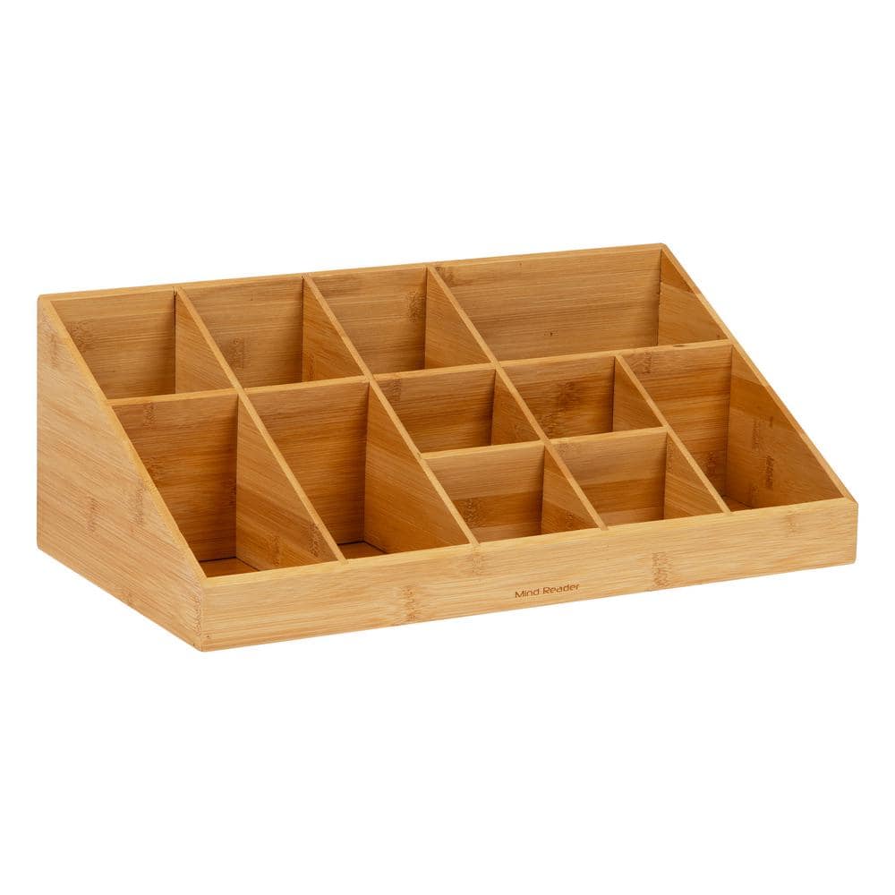 Eco-Friendly Bamboo 11-Compartment Coffee and Condiment Organizer