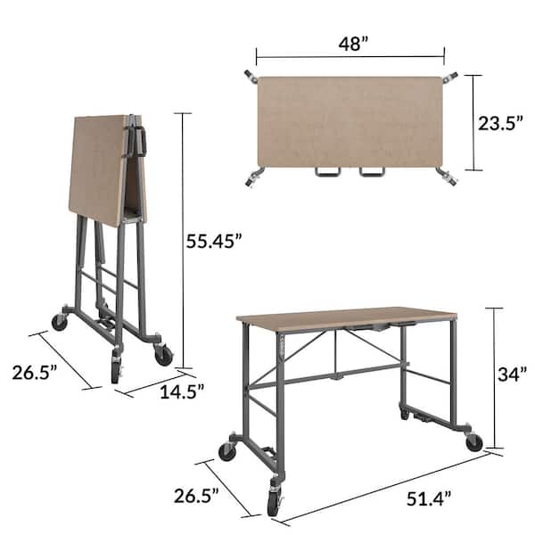 COSCO Smartfold Portable Folding Workbench, Hardwood Top (400 pound weight  capacity, Dark Gray) 