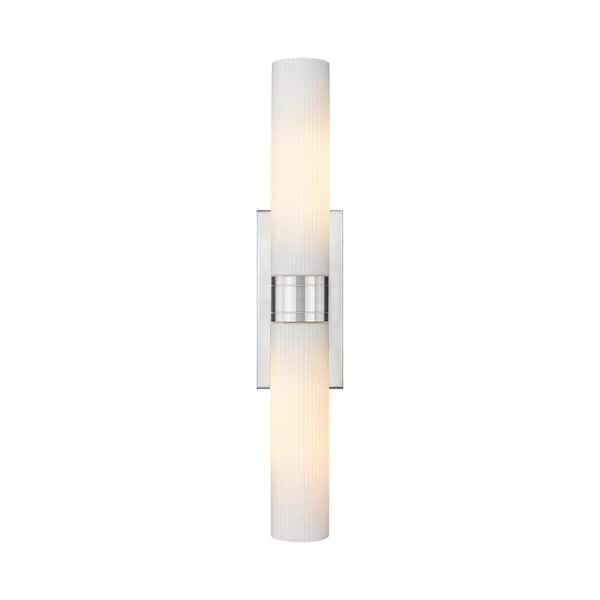 Innovations Ballston Urban 24 in. 2-Light Satin Nickel Vanity Light with Glass Shade