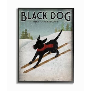 "Black Dog Ski Company Winter Sports Pet Sign" by Ryan Fowler Framed Animal Wall Art Print 16 in. x 20 in.