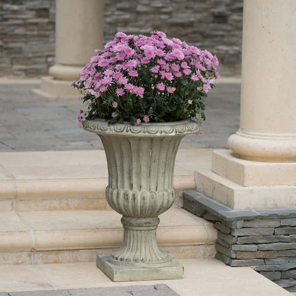 19 in. x 26.5 in. 55.2 qt. Magnesium Oxide Antique Green Italian Urn Planter