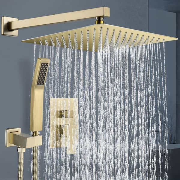 Miscool Rainfall 1-Handle 1-Spray Wall Mount 12 in. High Pressure Shower  Faucet in Brushed Gold (Valve Included) SHSMDH10C003BGL - The Home Depot