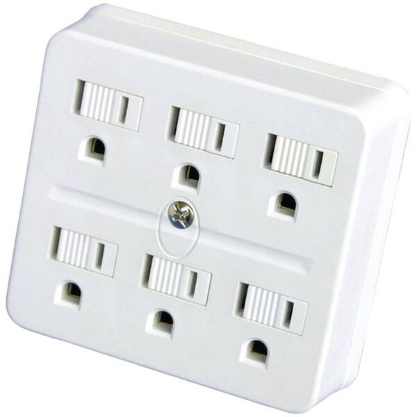 Duracell 6-Outlet Current Tap Grounded Surge Protector with Slide Safety Covers - White