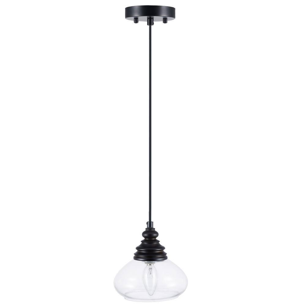 Matte Black Mini Pendant Light with Clear Glass Shade