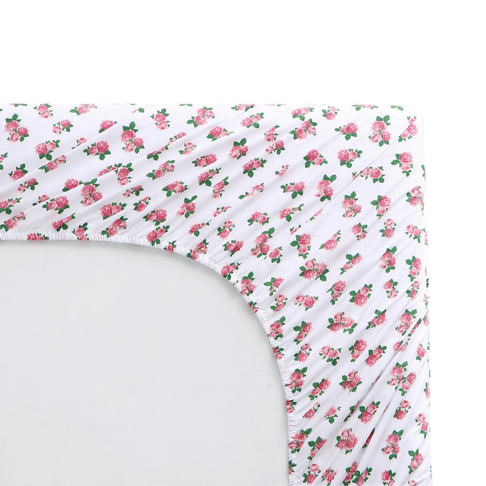 King Pink Floral Cotton Percale Sheet Set
