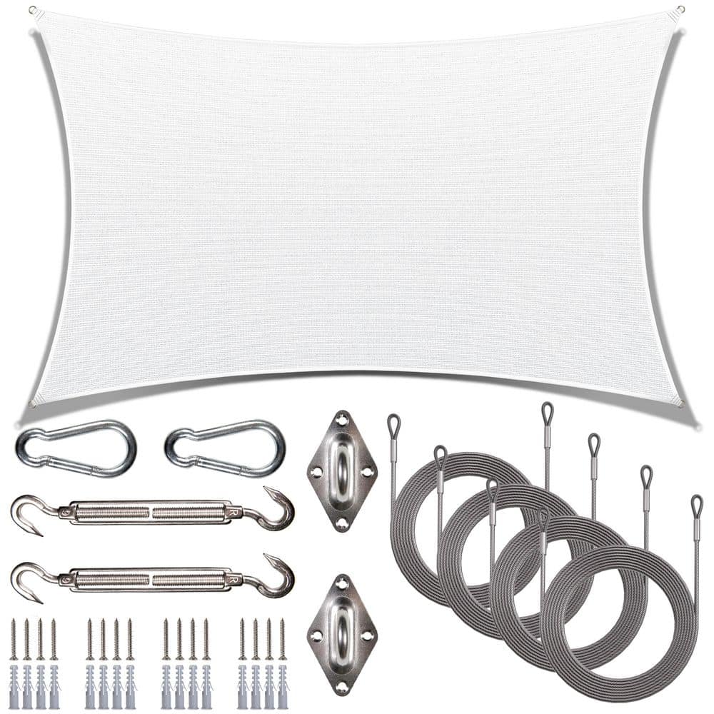 10 ft. x 20 ft. Rectangle Sun Shade Sail with Hardware Kit and Rope-White price history on PriceWatchPro