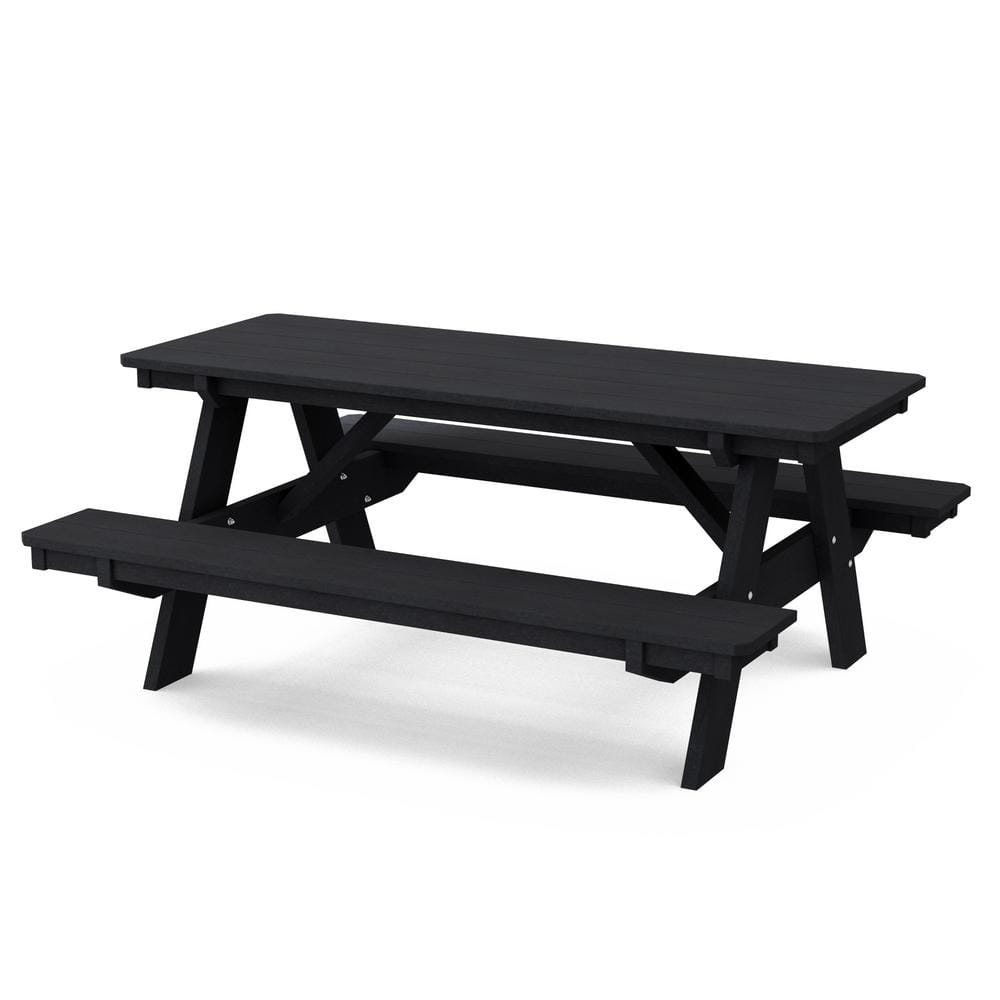 Heritage 72 in. Black Rectangle HDPE Plastic Picnic Table Seats 6 People price history on PriceWatchPro