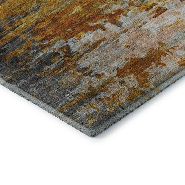 Mayfield Premium Machine Washable Abstract AMF2034 Copper 3 ft. x 4 ft. Area Rug