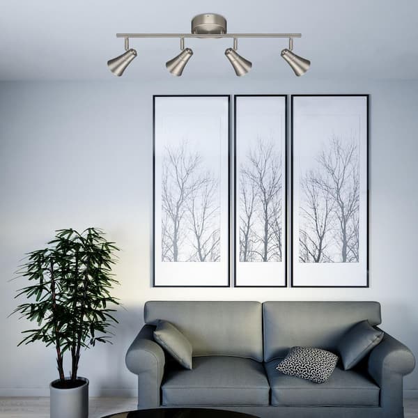 Armstrong 2 ft. Brushed Nickel Integrated LED Hardwired Track Lighting Kit with 4 Fixed Track Heads