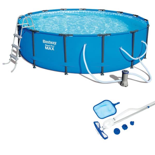 15 ft. x 15 ft. x 42 in. Steel Frame Pro Maximum Above Ground Pool and Accessories 56687E-BW + 58234E-BW - The Home Depot