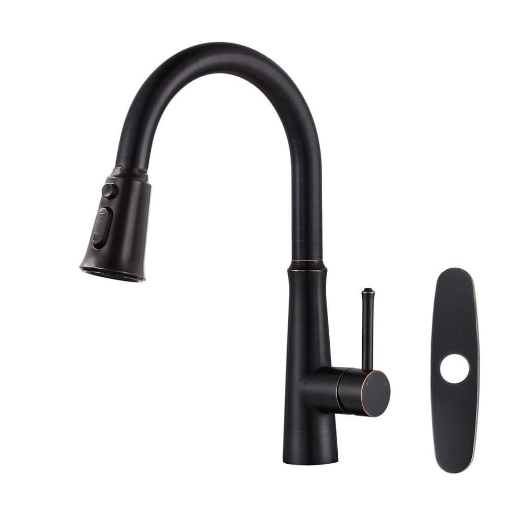 Single Handle Pull-Down Sprayer Kitchen Faucet Stainless Steel with Deckplate Included in Oil Rubbed Bronze price history on PriceWatchPro