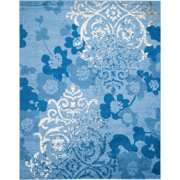 SAFAVIEH Adirondack Light Blue/Dark Blue 9 ft. x 12 ft. Floral Area Rug