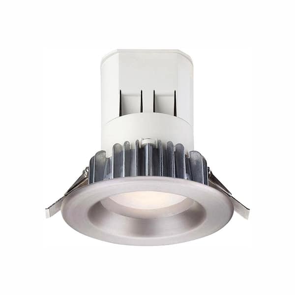 Easy Up 4 in. Soft White LED Recessed Can Light with 93 CRI, 3000K J-Box with Brushed Nickel Trim (No Can Needed)