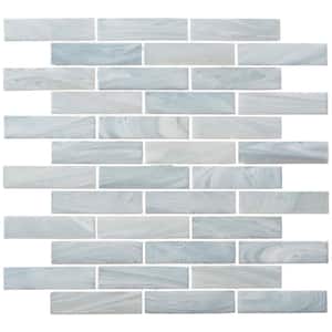 Dorian Eggshell Light Gray/Light Blue 12-7/8 in. x 12 in. Smooth Glass Brick Joint Mosaic Tile (10.7 sq. ft./Case)