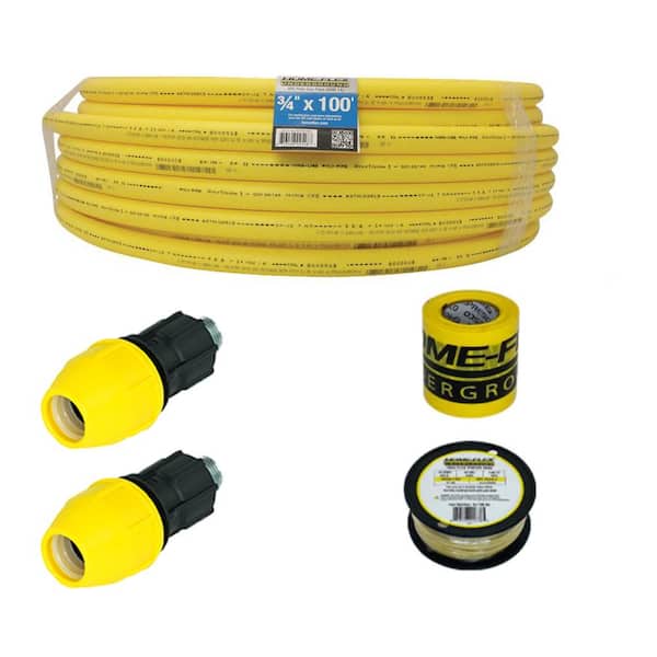 HOME-FLEX Underground 3/4in IPS Repair Kit(1)3/4in x 100ft Pipe,(2)3/4in Conversion Fittings, Gas Line Detection