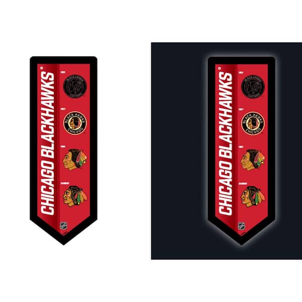 Evergreen Chicago Blackhawks 23 in. x 9 in. Pennant Vintage Logo Plug-In LED Lighted Sign