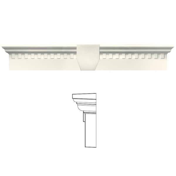 Builders Edge 6 in. x 33 5/8 in. Classic Dentil Window Header with Keystone in 034 Parchment