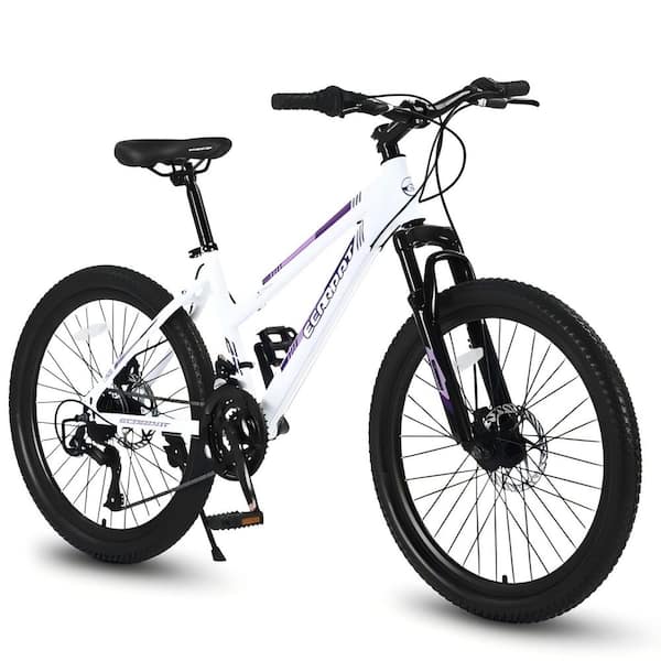 26 in. White Adult Shimano 21-Speed Mountain Bike with Dual Disc Brakes and 100mm Front Suspension