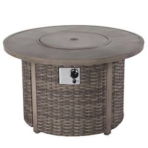 Patio Aluminum Rattan Fire Pit Table, Gray