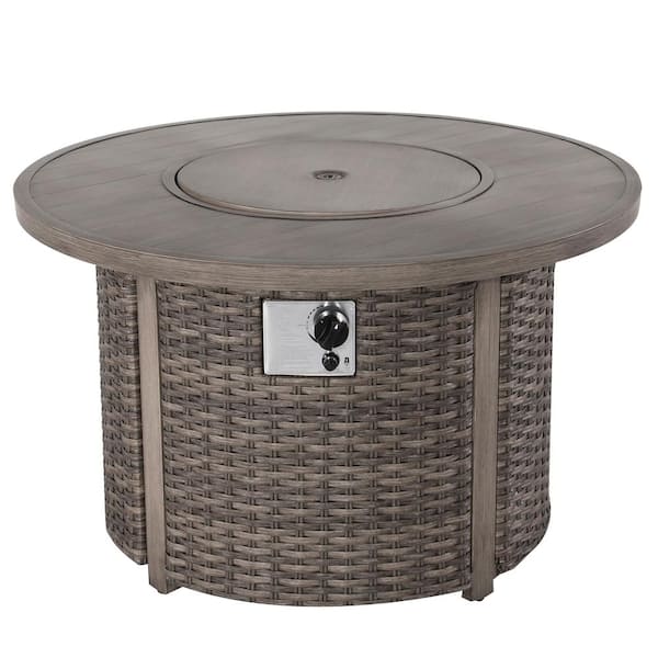 Patio Time Patio Aluminum Rattan Fire Pit Table, Gray