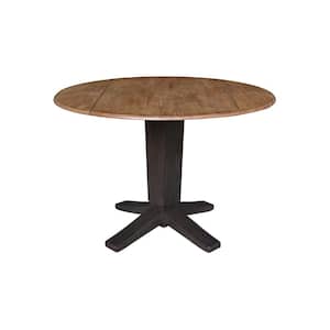 Aria Hickory/Washed Coal 42 inch Solid Wood Pedestal Base Drop-leaf Dining Table Seats 4