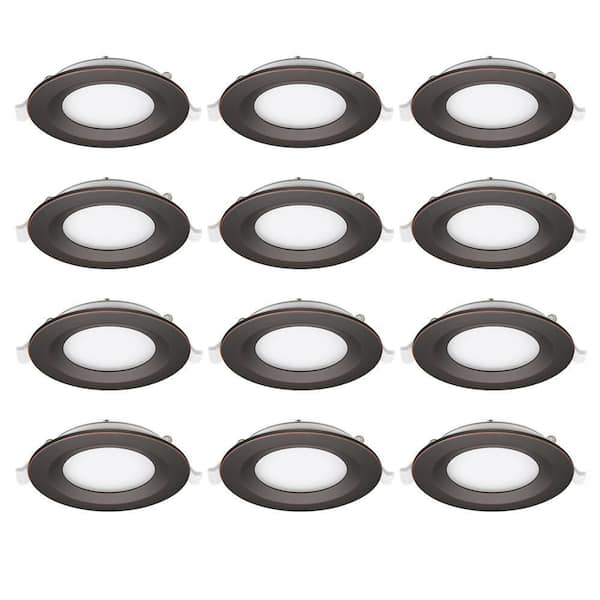 Commercial Electric 4 in. Adjustable CCT Integrated LED Canless Recessed Light Oil Rubbed Bronze Kit 650 Lumens Kitchen Bathroom (12-Pack)