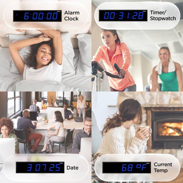 Buy JoFomp Modern 16" Large Digital Wall Clock With Remote Control, LED