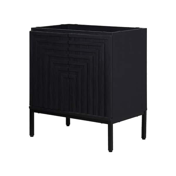 Rowan 30 in. W x 18 in. D x 33 in. H Geometric Modern Transitional 2-Shelf Bath Vanity Cabinet without Top in Black