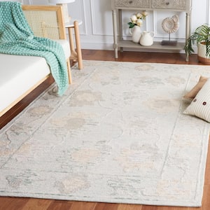 Abstract Beige/Gray 5 ft. x 8 ft. Border Distressed Floral Area Rug