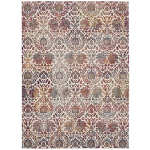Global Color White/Multi 8 ft. X 10 ft.  Contemporary Medallion Area Rug