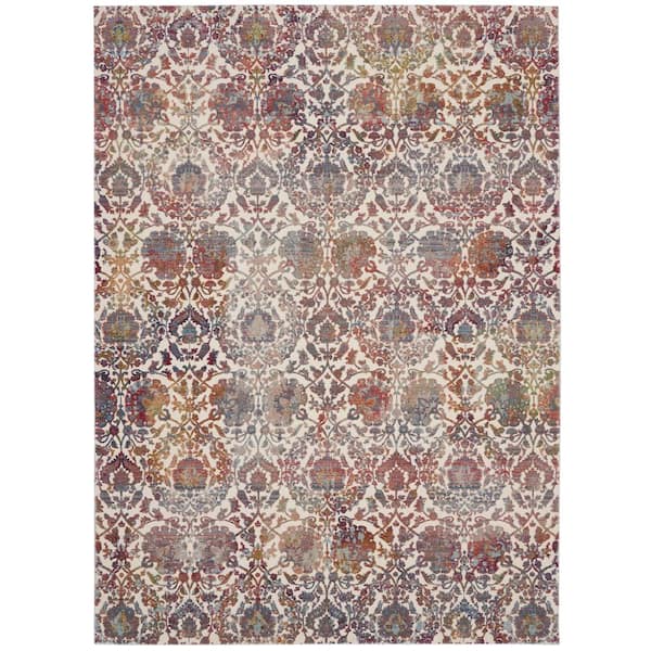 PRIVATE BRAND UNBRANDED Global Color White/Multi 8 ft. X 10 ft.  Contemporary Medallion Area Rug