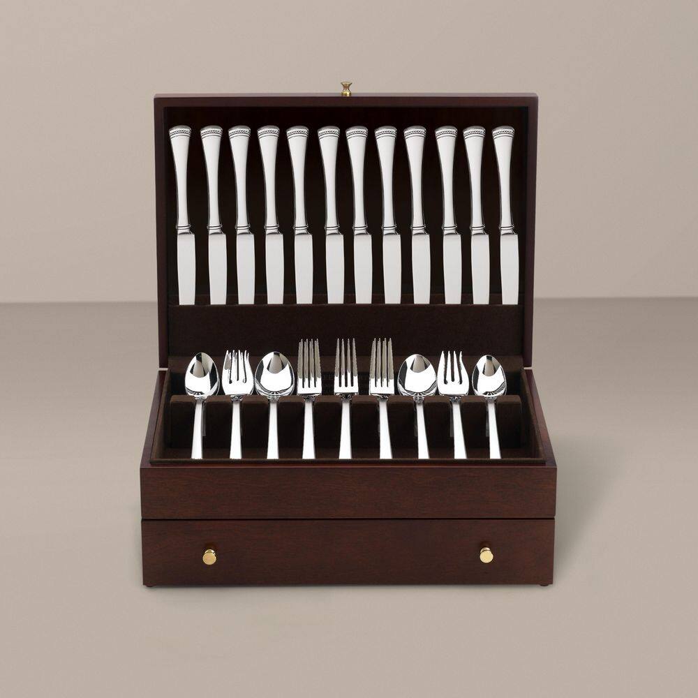 Lenox Mahogany Flatware Chest with Gold Accents