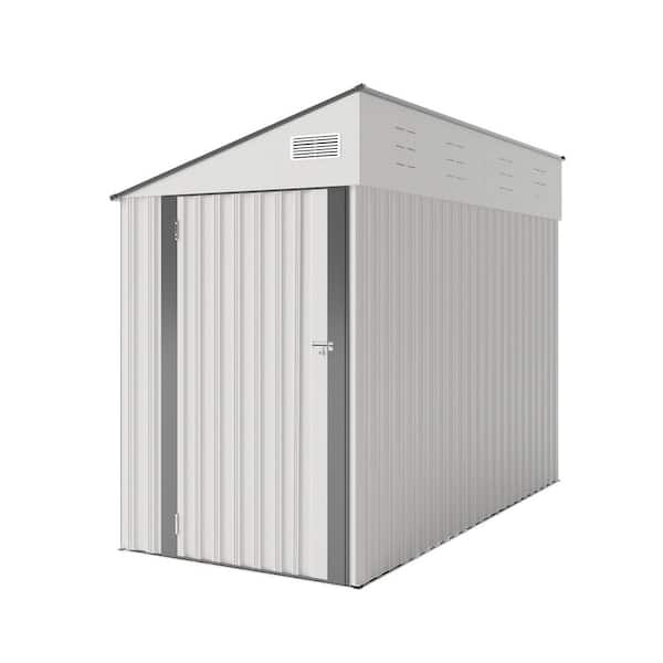 Unbranded 4 ft. W x 8 ft. D Metal Outdoor Storage Shed, Single Hinge Door With ventilation Garden Tool Sheds, White (32 sq. ft. )