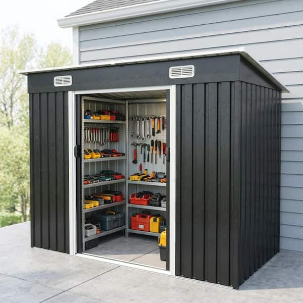 Ridstar 8 ft. W x 4 ft. D Metal Shed with Lock Hole, Air Vents