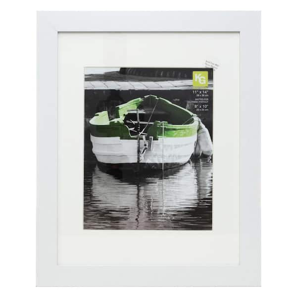 KG Langford Frame - White, 11" x 14" Matted For 8" x 10"