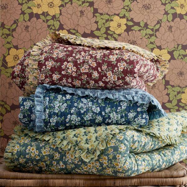 The Company Store Company Cotton Suhana Reversible Ruffle Blue