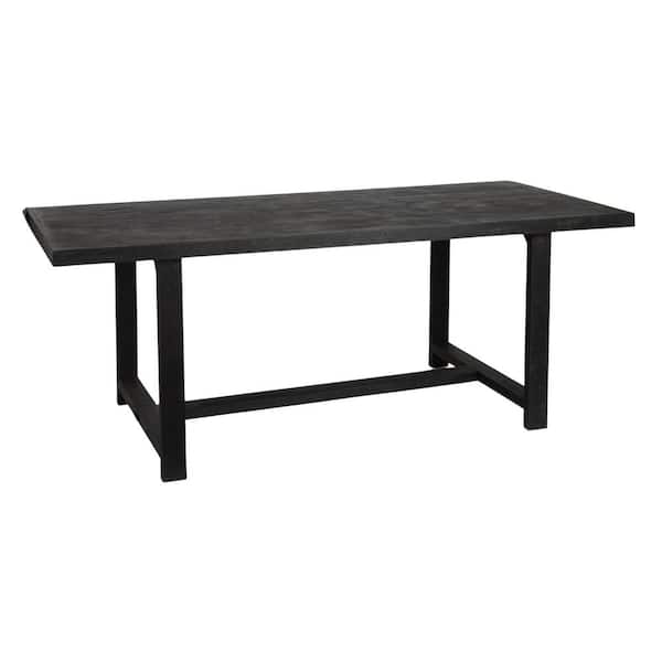 Blakely Black Acacia Wood 79 in. 4 Legs Dining Table Seats 6