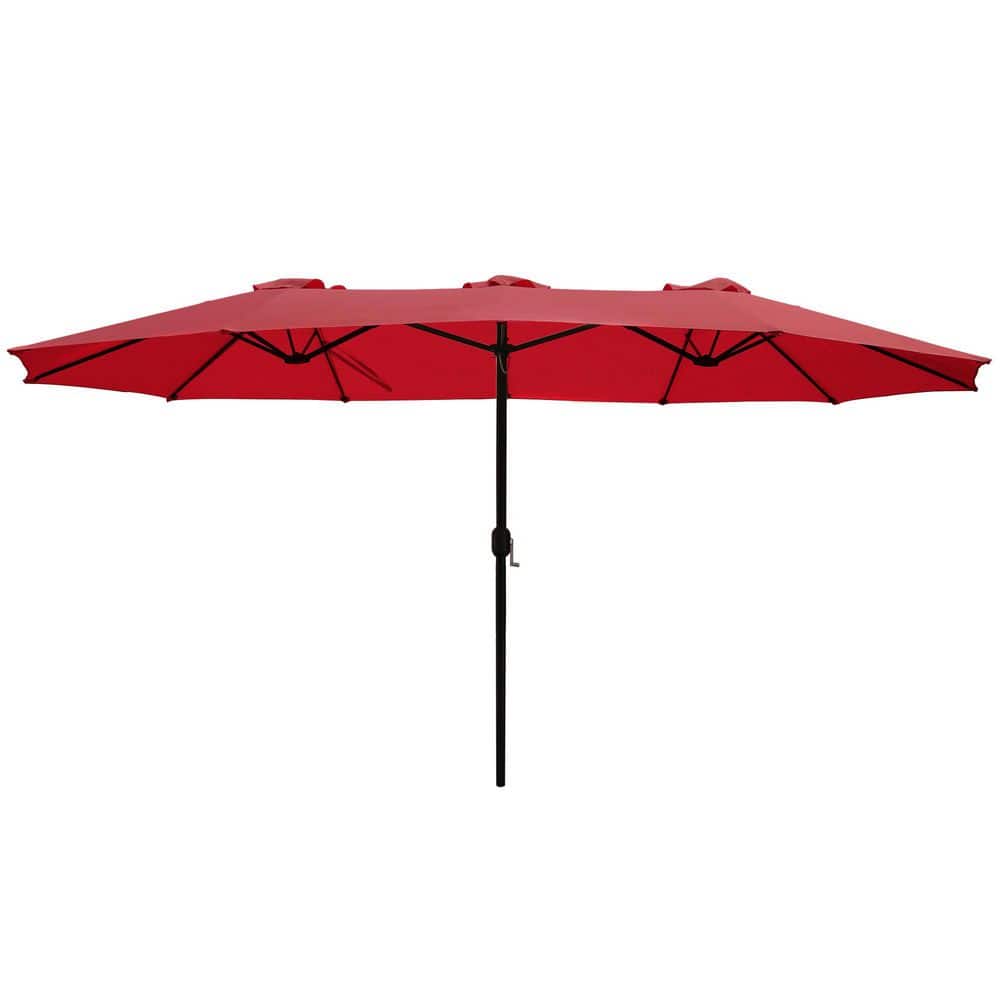 15 ft. x 9 ft. Steel Market Rectangular Outdoor Patio Umbrella in Red price history on PriceWatchPro